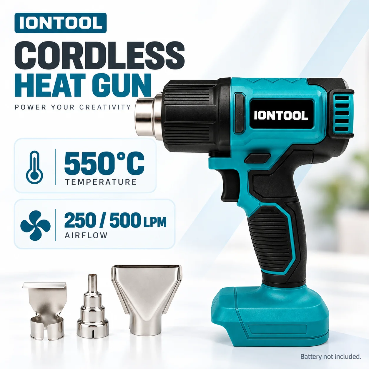 Cordless Heat Gun For Shrink Tubing - IONTOOL Durable Cordless Heat Gun 550℃